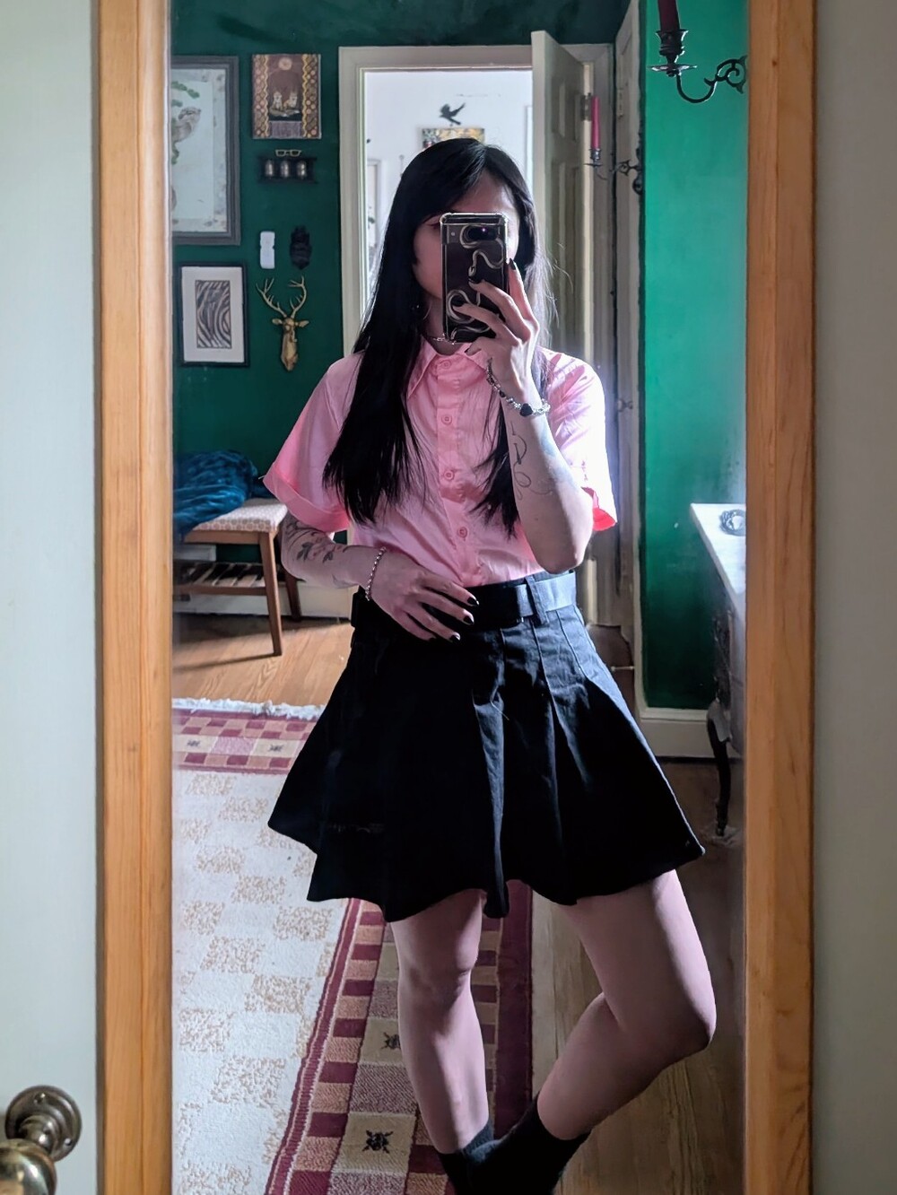 Current Mood Black Pleated Flare Skirt
